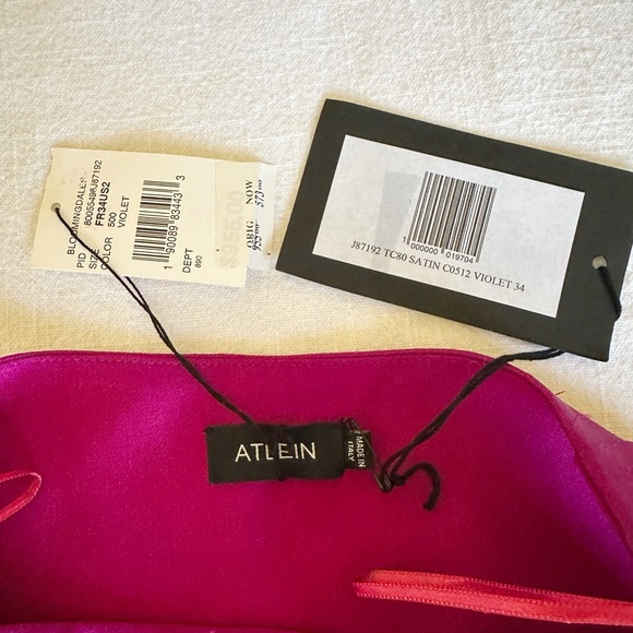 Atlein Violet Satin Crepe Asymmetrical Midi Skirt - Picture 4 of 6